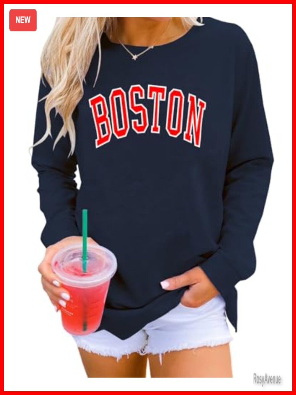 Dressmine Women Letter Print Crewneck Sweatshirt Pullover Top